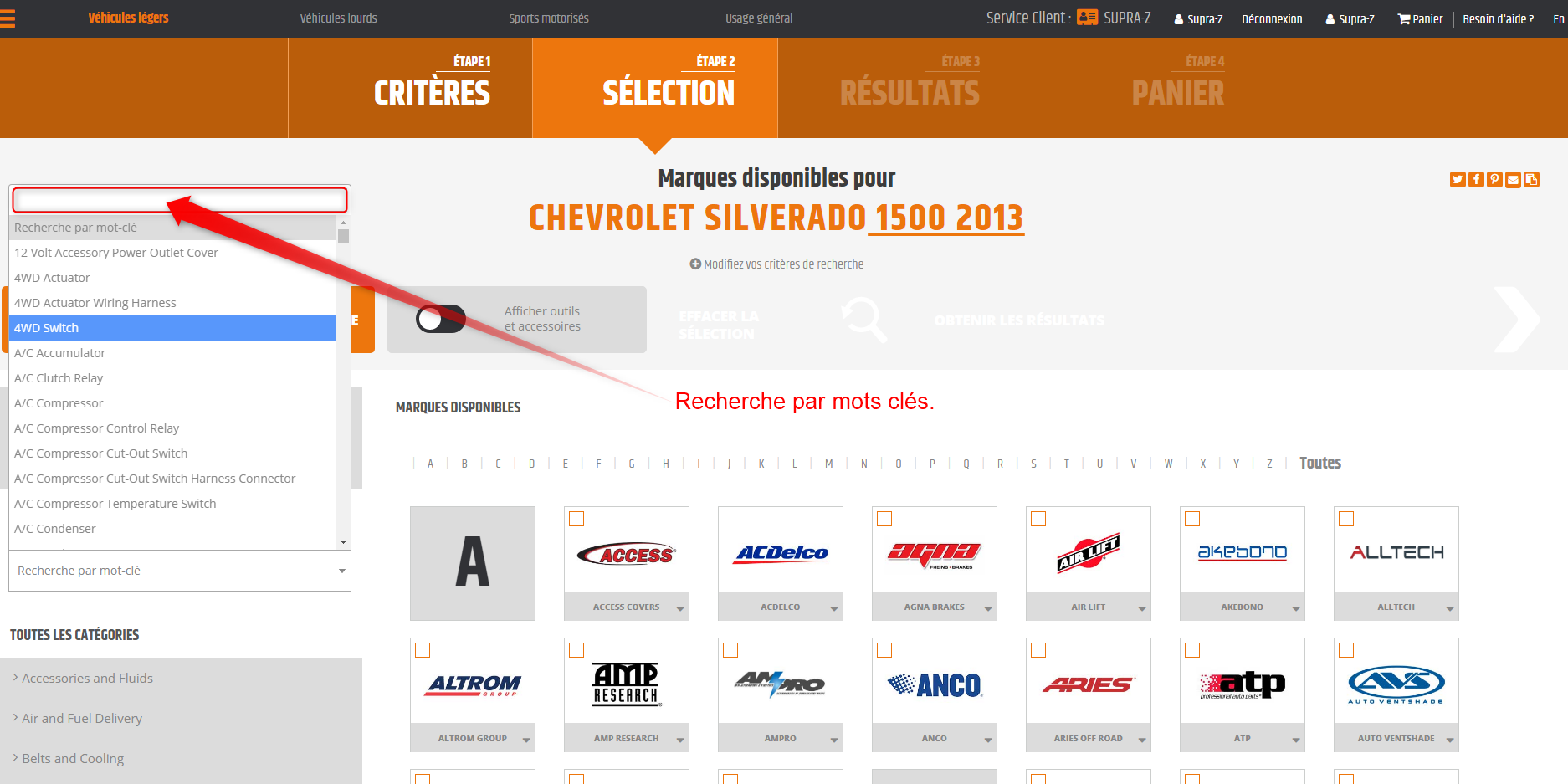 Recherche par mots clés